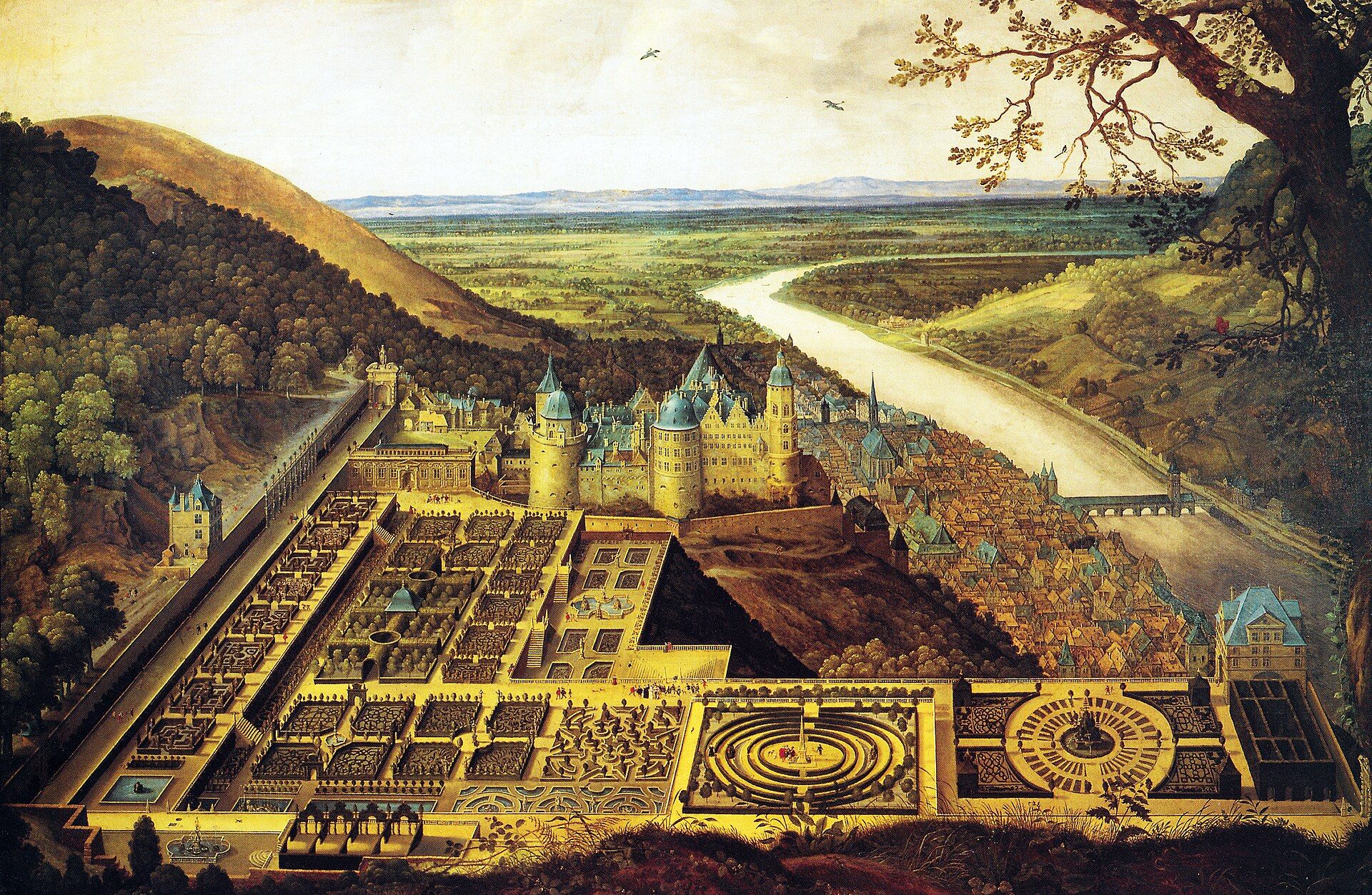 Gemälde des Hortus Palatinus und des Heidelberger Schlosses von Jacques Fouquières
